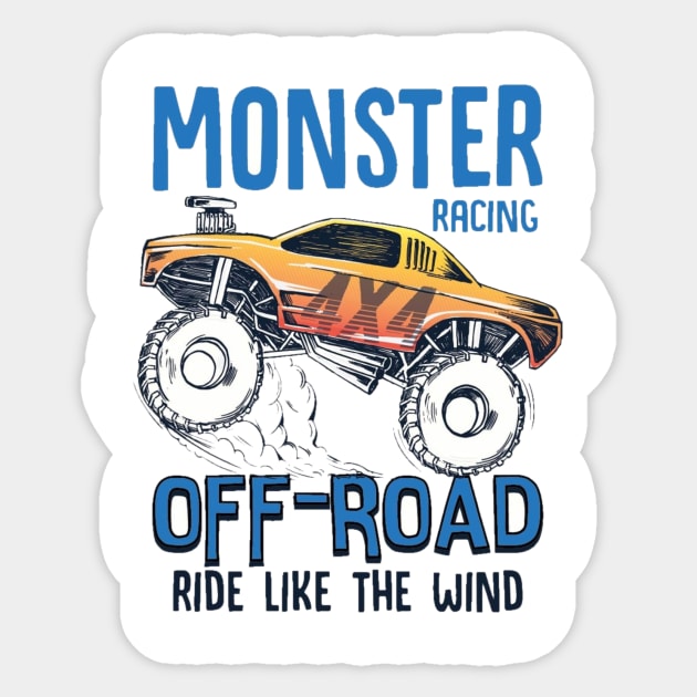 Monster racing Sticker by FunnyHedgehog